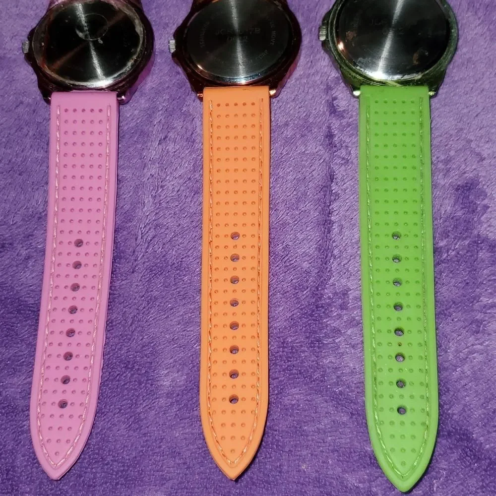 3 Matching Watches Green Pink Orange Accutime JCR1017C‎ JCR1017B JCR1017E
